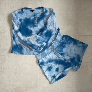 SUPER cute blue tye-dye set, size S